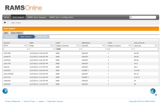 8. Data Import Mapping Page